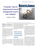 Viewpoint: Incentive-Based Management, 
by John M. Collard, Strategic Management Partners, Inc., 
published by Baltimore Business Journal 