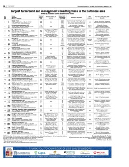Book of Lists:  Turnaround Management and Consulting Firms in Baltimore Area
published by Baltimore Business Journal
